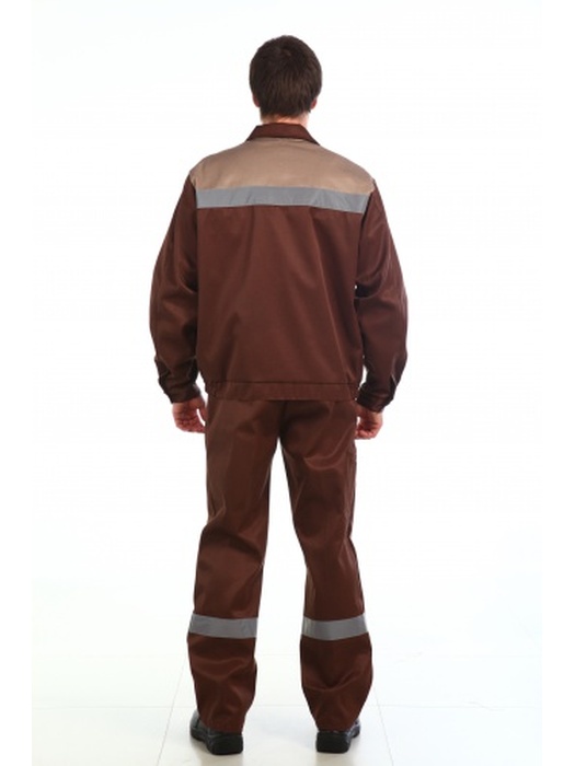 фото Костюм мужской "Оптимал" летний, коричневый с бежевым СОП 50 мм.