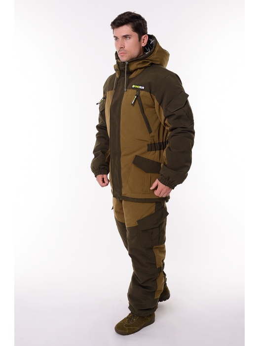 фото Зимний костюм для охоты и рыбалки ONERUS "Горный -45" (Брезент, Хаки) Полукомбинезон