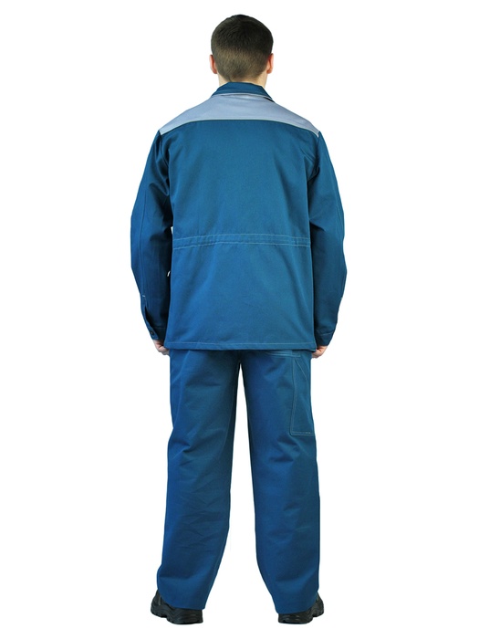 фото Костюм мужской "Актуал" летний с брюками бирюзовый с серо-голубым 100% хлопок 