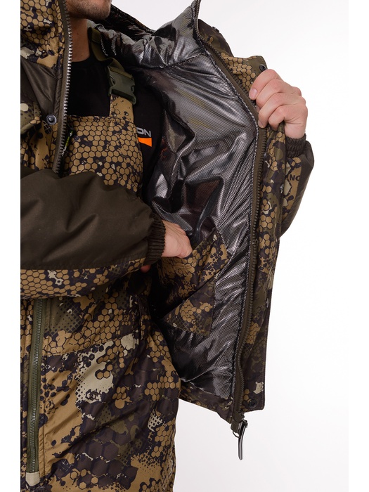 фото Зимний костюм для охоты и рыбалки ONERUS "Егерь -45" (Дюспа/Таслан, Бежевый/Коричневый) Полукомбинезон
