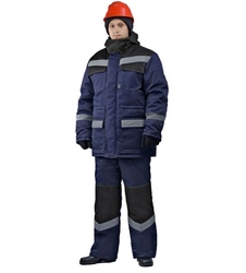 фото  Зимний костюм для работы URSUS "Передовик" синий с черным (Смесовая ткань) -25°C