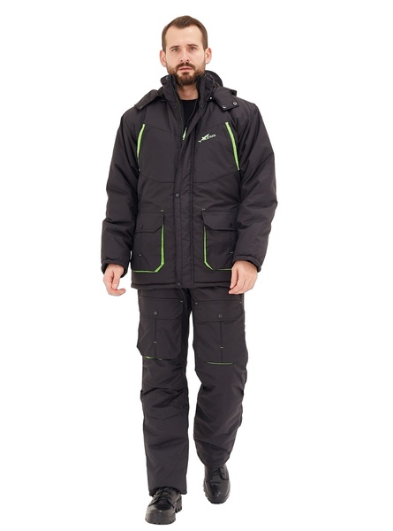 Зимний костюм для охоты и рыбалки Берген -40° С (Таслан, Черный) KATRAN полукомбинезон - фото 3