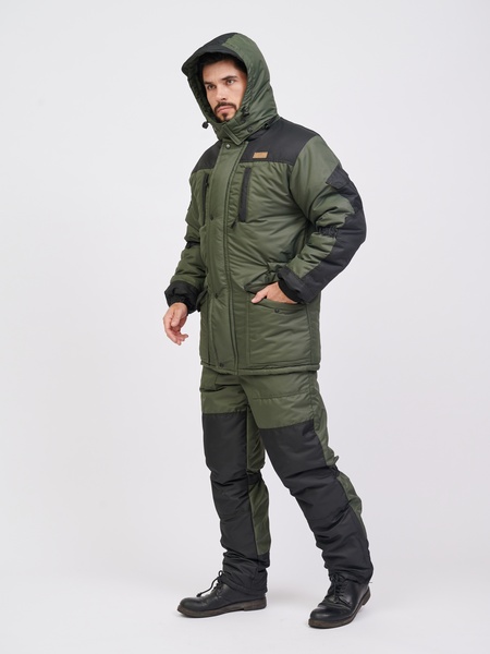Зимний костюм для рыбалки KATRAN АЙСБЕРГ -35°С (Таслан, хаки) полукомбинезон - фото 3