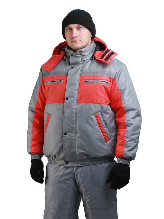 фото Зимний костюм для работы URSUS "Стим-Ямал" серый с красным (Оксфорд) -25°C