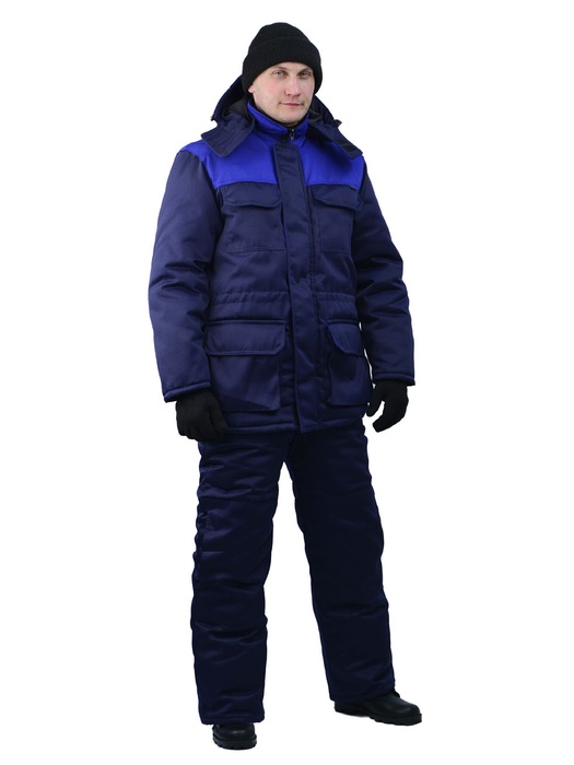 фото Зимний костюм для работы URSUS "БУРАН" т-синий с васильковым (Смесовая ткань) 