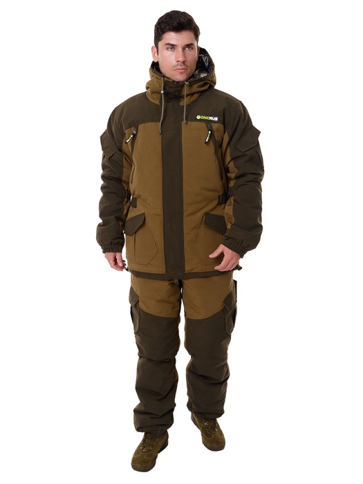 фото Зимний костюм для охоты и рыбалки ONERUS "Горный -45" (Брезент, Хаки) Полукомбинезон
