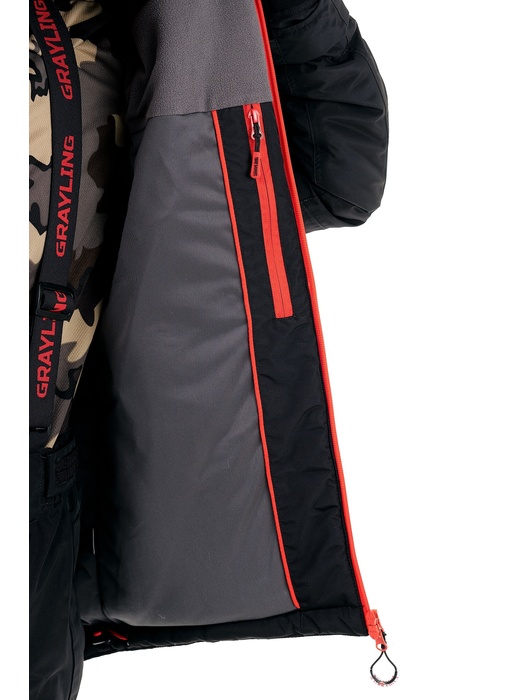 фото Осенний костюм для рыбалки "Магеллан" -15 (нейлон, черно-красный) GRAYLING с вышивкой