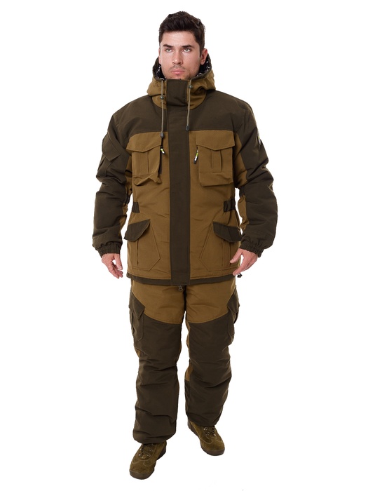 фото Зимний костюм для охоты и рыбалки ONERUS "Горный 2  -45" (Брезент, Хаки) Полукомбинезон